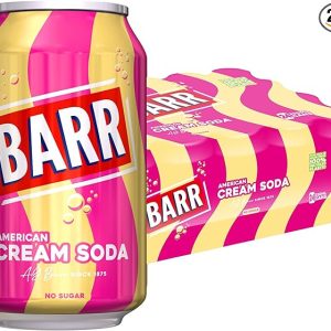 BARR since 1875, 24 Pack American Cream Soda, Zero No Sugar Sparkling Soft Drink with a Creamy Taste of American Cream Soda, "Fizzingly Fun" - 24 x 330ml Cans